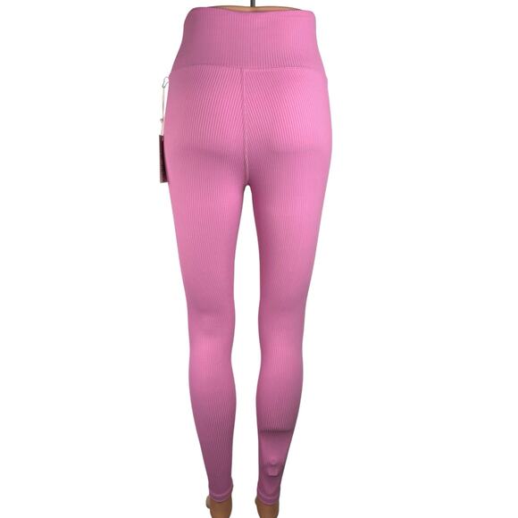 NEW Years Of Ours Veronica Pink Ribbed Pull On Activewear Leggings Pants  Sz M - Picture 6 of 9